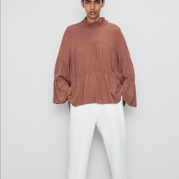 ZARA BNWT Mock Neck Blouse - Picture 2 of 6